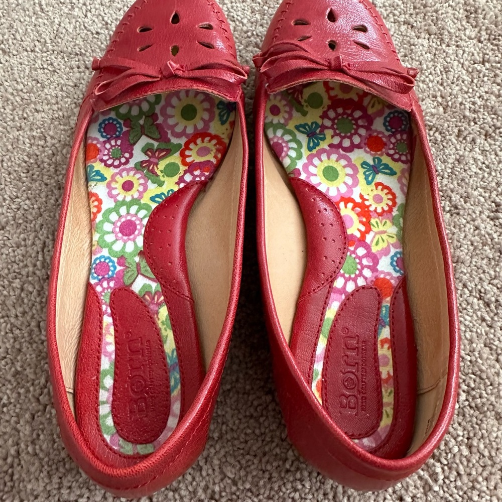 Born Red Leather Flats - Size 9/40.5 - Picture 4 of 7